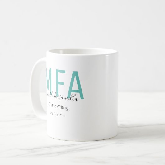 Afstuderen Blauwgroen zwarte datumnaam Meervoudige Koffiemok (Voorkant links)