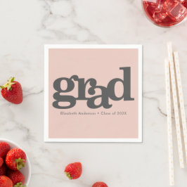 Afstuderen bloedig roze moderne typografie servet