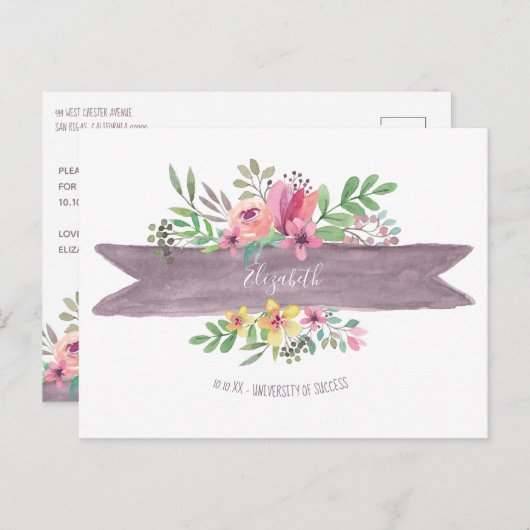 Afstuderen bloem sparen de Datum Briefkaart (Voorkant / Achterkant)