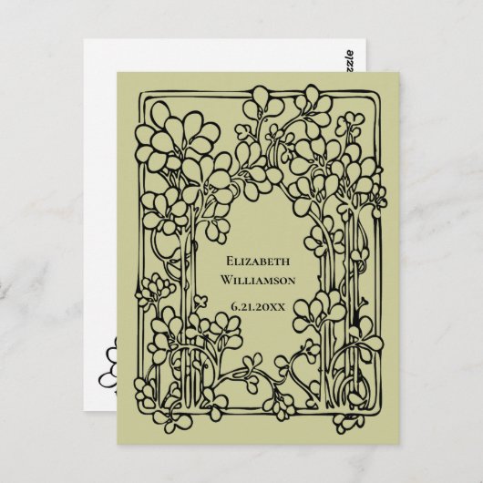 Afstuderen Bloemen Bewaar de datum Groen Briefkaart (Voorkant / Achterkant)