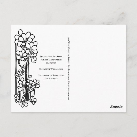 Afstuderen Bloemen Bewaar de datum Groen Briefkaart (Achterkant)