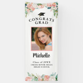 Afstuderen Bloemen Roze Rose Goud Script Fotodeur Spandoek