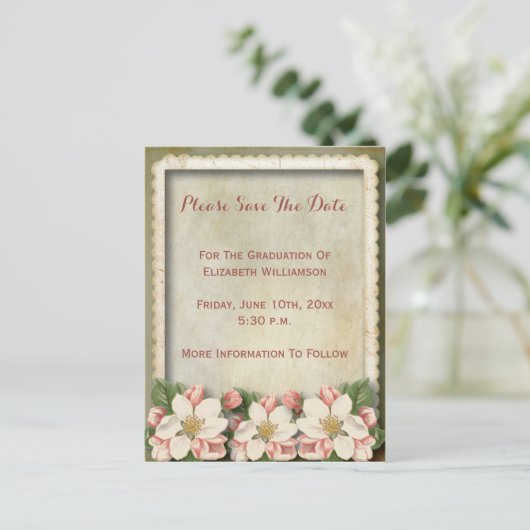 Afstuderen Bloemen sparen de Datum Briefkaart (Staand voorkant)