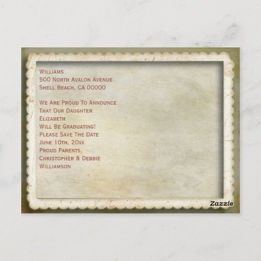 Afstuderen Bloemen sparen de Datum Briefkaart (Achterkant)