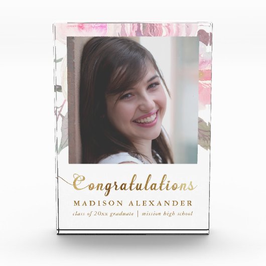 Afstuderen Bloemen Waterverf met Foto en Naam