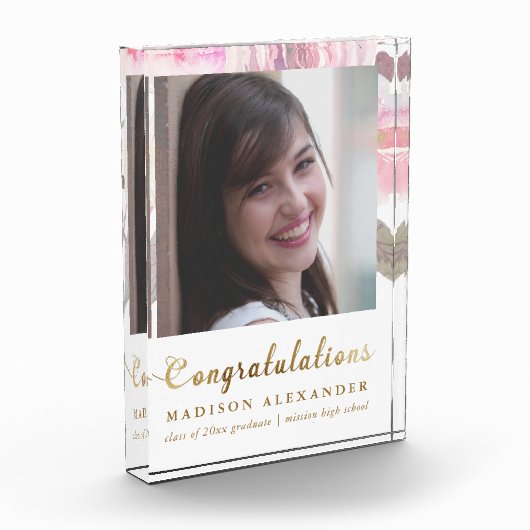 Afstuderen Bloemen Waterverf met Foto en Naam (Links)