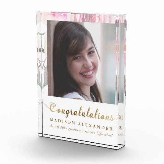 Afstuderen Bloemen Waterverf met Foto en Naam (Rechts)