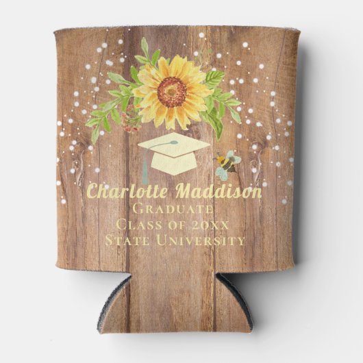 Afstuderen Bloemen Zonnebloem Blikjeskoeler (Voorkant)