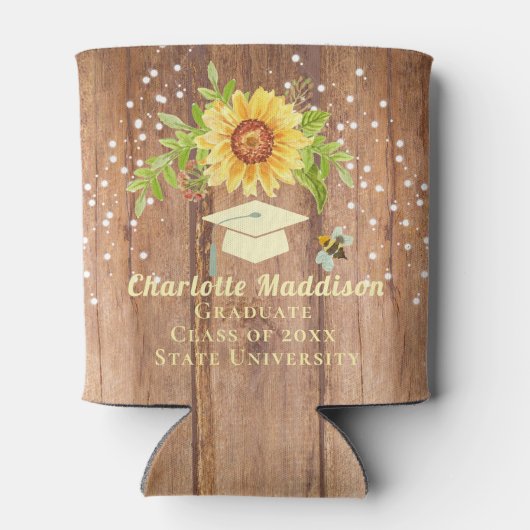 Afstuderen Bloemen Zonnebloem Blikjeskoeler (Achterkant)