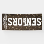 Afstuderen blokletter rustieke houten Confetti Spandoek (Horizontaal)