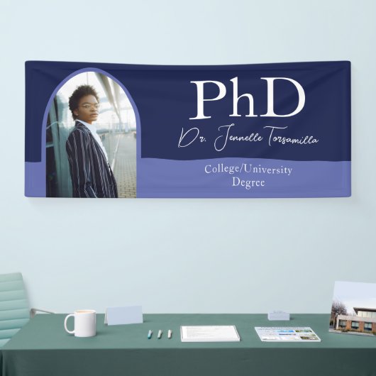 Afstuderen Blue Arch Script Foto PhD Afstuderen Spandoek (Beurs)