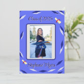 Afstuderen, Blue Flat Aankondiging Kaart (Staand voorkant)