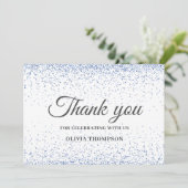 Afstuderen Blue Glitter - Hartelijk dank Bedankkaart (Staand voorkant)
