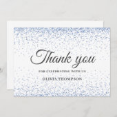 Afstuderen Blue Glitter - Hartelijk dank Bedankkaart (Voorkant / Achterkant)