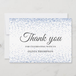 Afstuderen Blue Glitter - Hartelijk dank Bedankkaart