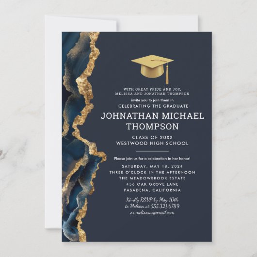 Afstuderen Blue Gold Agaat Afstuderen Foto Kaart (Voorkant)