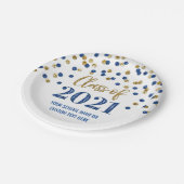Afstuderen Blue Gold Confetti 2021 Papieren Bordje (Gekanteld)