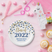 Afstuderen Blue Gold Confetti 2022 Papieren Bordje (Feest)