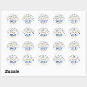 Afstuderen Blue Gold Confetti 2023 Ronde Sticker (Vel)