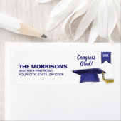 Afstuderen Blue Gold Graduation Cap 20XX Custom Etiket (Insitu)