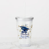 Afstuderen Blue Gold Stars op maat Acryl Drinkbeker (Voorkant)