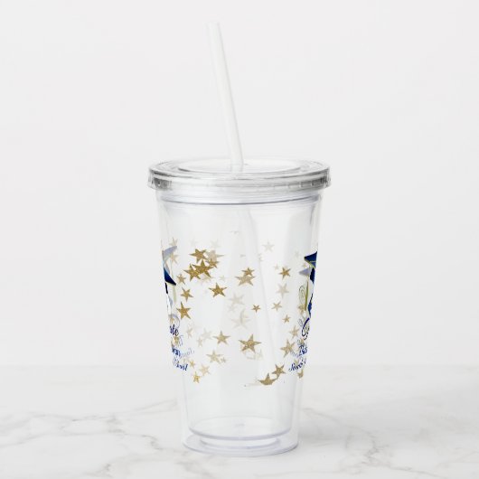 Afstuderen Blue Gold Stars op maat Acryl Drinkbeker (Links)