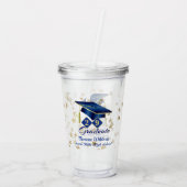 Afstuderen Blue Gold Stars op maat Acryl Drinkbeker (Achterkant)