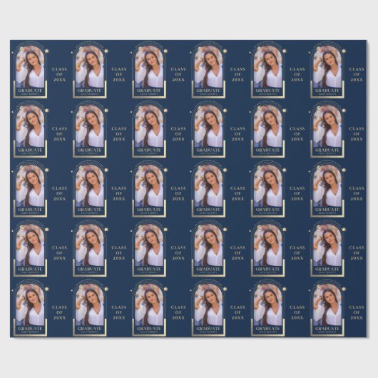 Afstuderen Blue Gold Sun Moon Stars Afstudeerder F Cadeaupapier (Vlak)