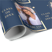 Afstuderen Blue Gold Sun Moon Stars Afstudeerder F Cadeaupapier (Rol Hoek)