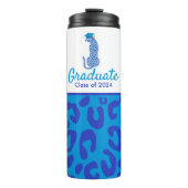 Afstuderen Blue Leopard dragen pet Thermosbeker (Voorkant)