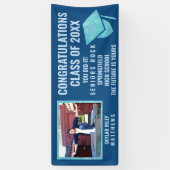 Afstuderen Blue Opal 1 Foto gefeliciteerd Spandoek (Verticaal)