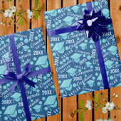 Afstuderen Blue Opal Chic Polka Dot Afstuderen Cadeaupapier