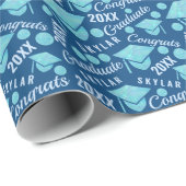 Afstuderen Blue Opal Chic Polka Dot Afstuderen Cadeaupapier (Rol Hoek)