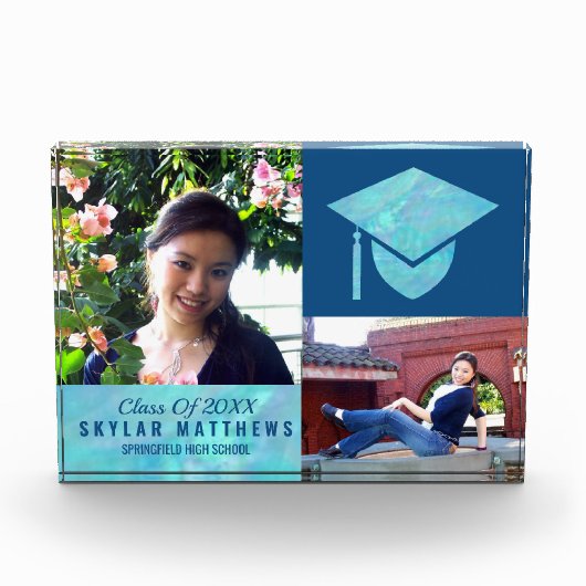 Afstuderen Blue Opal Chic Trendy Keepomwille Fotoblokken (Voorkant)