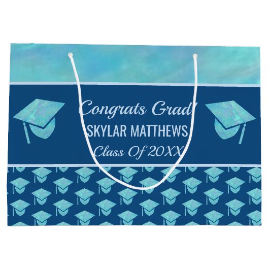 Afstuderen Blue Opal Pattern Trendy Congrates Groot Cadeauzakje (Achterkant)