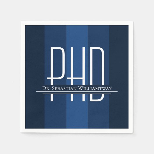 Afstuderen Blue PhD Graduation Party Napkins Servet (Voorkant)