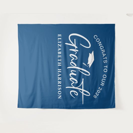 Afstuderen Blue Photo Booth Wandkleed (Voorkant (horizontaal))