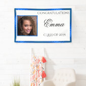 Afstuderen Blue Satin Custom Photo Banner (Insitu)