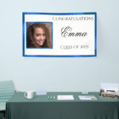 Afstuderen Blue Satin Custom Photo Banner (Beurs)