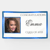 Afstuderen Blue Satin Custom Photo Banner (Horizontaal)