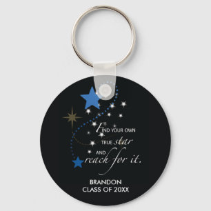 Afstuderen Blue Stars op zwart Inspirerend Sleutelhanger