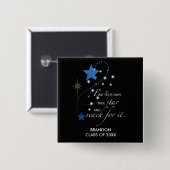 Afstuderen Blue Stars op zwart Inspirerend Vierkante Button 5,1 Cm (Voorkant /achterkant)