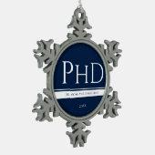 Afstuderen Blue White Name Year PhD Tin Sneeuwvlok Ornament (Links)