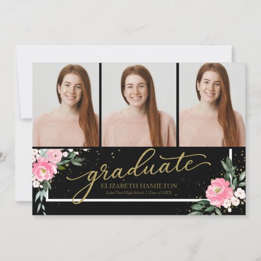 Afstuderen Blush Bloemen Afstudeerder Aankondiging (Voorkant)