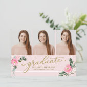 Afstuderen Blush Bloemen Afstudeerder Aankondiging (Staand voorkant)