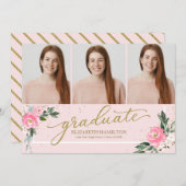 Afstuderen Blush Bloemen Afstudeerder Aankondiging (Voorkant / Achterkant)