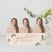 Afstuderen Blush Bloemen Afstudeerder Aankondiging (Staand voorkant)