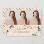 Afstuderen Blush Bloemen Afstudeerder Aankondiging (Voorkant / Achterkant)