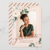 Afstuderen Blush Floral Afstudeerder Aankondiging  (Voorkant / Achterkant)