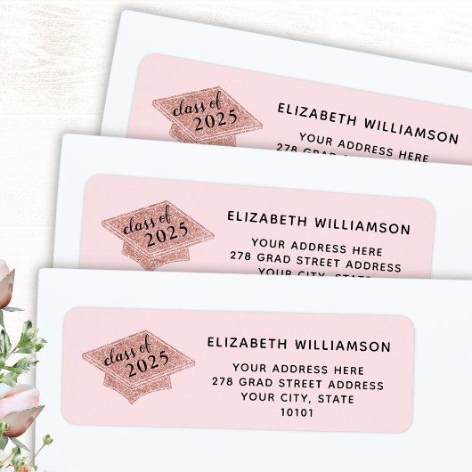 Afstuderen Blush Pink Klasse van 2025 Afstuderen Etiket